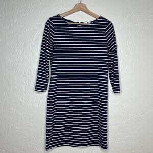 Gap Women's Navy White Striped Ponte Knit Boatneck Dress 3/4 Sleeve Size XS